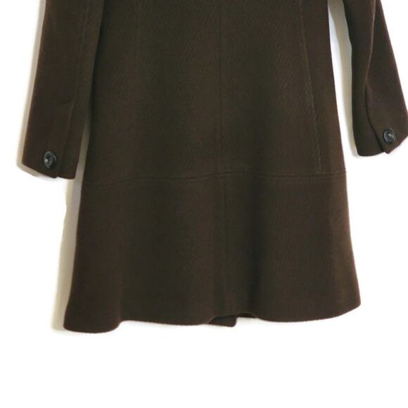 Searle Wool Mohair Double Breasted Wide Collar Brown A Line Coat Size 2 - Picture 9 of 16